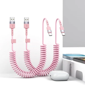 2Pack CarPlay USB A to USB C Coiled Charge Cable for iPhone 15,Short Car/Uber Charging Cord Sync Data Retractable Charger for iPhone 15/16 Pro Max, Samsung, for Apple CarPlay & Android Auto-4Ft Pink 2Pack CarPlay USB A to USB C Coiled Charge Cable for iPhone 15,Short Car/Uber Charging Cord Sync Data Retractable Charger for iPhone 15/16 Pro Max, Samsung, for Apple CarPlay & Android Auto-4Ft Pink