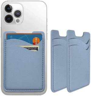 Puxnoin Leather Phone Stretchy Card Holder for Back of Phone, 2Pack Blue Puxnoin Leather Phone Stretchy Card Holder for Back of Phone, 2Pack Blue