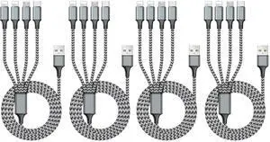 Puxnoin Multi Charging Cable 6FT 2Pack Multi Charger Cable 4 in 1 Universal Multiple USB Fast Charging Cord with Type-C, Micro USB Port for Most Cell Phone, Tablets (Pack of 2) Puxnoin Multi Charging Cable 6FT 2Pack Multi Charger Cable 4 in 1 Universal Multiple USB Fast Charging Cord with Type-C, Micro USB Port for Most Cell Phone, Tablets (Pack of 2)