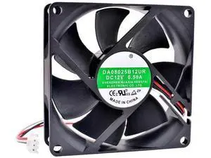 DA08025B12UR 8025 DC12V 0.50A Double Ball Bearing Cooling Fan, 80×80×25mm High Airflow Fan for Chassis, Server & Inverter DA08025B12UR 8025 DC12V 0.50A Double Ball Bearing Cooling Fan, 80×80×25mm High Airflow Fan for Chassis, Server & Inverter