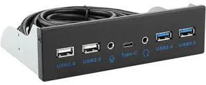 5.25 Inch Optical Drive Bay Multifunction Front Panel Expansion Board, 10Gbps USB3.1 Gen2 Type-C, 7 Ports Total with USB3.0, USB2.0, HD Audio & Mic Jack, Equipped with 20Pin Key-A USB3.1 Motherboard H 5.25 Inch Optical Drive Bay Multifunction Front Panel Expansion Board, 10Gbps USB3.1 Gen2 Type-C, 7 Ports Total with USB3.0, USB2.0, HD Audio & Mic Jack, Equipped with 20Pin Key-A USB3.1 Motherboard H