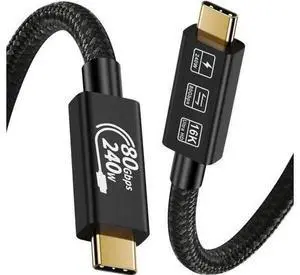 1.6ft Thunderbolt 5 USB4 Cable, 80Gbps, 240W PD Charging, 16K@60Hz Video, Compatible with Thunderbolt 5/4/3, PD3.1, QC4.0 1.6ft Thunderbolt 5 USB4 Cable, 80Gbps, 240W PD Charging, 16K@60Hz Video, Compatible with Thunderbolt 5/4/3, PD3.1, QC4.0
