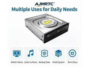 AJMRTC 3.5 Inch SATA Internal Desktop DVD RW Burner Drive, DVD CD Reader Writer M-DISC Supported, 16X DVD Read 24X DVD Burn, Compatible with Windows XP/Vista/8/10 PC Optical Disc Player AJMRTC 3.5 Inch SATA Internal Desktop DVD RW Burner Drive, DVD CD Reader Writer M-DISC Supported, 16X DVD Read 24X DVD Burn, Compatible with Windows XP/Vista/8/10 PC Optical Disc Player