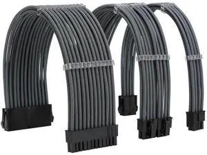 Grey Braided Sleeved PSU Extension Cable Kit, 18AWG ATX 24Pin + EPS 8Pin + PCI-E 8Pin with Cable Combs for Motherboard & GPU Connection Grey Braided Sleeved PSU Extension Cable Kit, 18AWG ATX 24Pin + EPS 8Pin + PCI-E 8Pin with Cable Combs for Motherboard & GPU Connection
