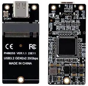 M.2 NVMe to Type-C Riser Adapter Board, USB3.2 Gen2x2 20Gbps (Up to 2000MB/s) ASM2364 Controller, Compatible with 2230/2242/2260/2280 M.2 SSD M.2 NVMe to Type-C Riser Adapter Board, USB3.2 Gen2x2 20Gbps (Up to 2000MB/s) ASM2364 Controller, Compatible with 2230/2242/2260/2280 M.2 SSD