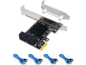 4 Ports PCIe X1 SATA 3.0 Expansion Card with 4 SATA Cables, 6Gbps Non-RAID SATA Controller Card, Low Profile Bracket, Supports Bootable System Disk 4 Ports PCIe X1 SATA 3.0 Expansion Card with 4 SATA Cables, 6Gbps Non-RAID SATA Controller Card, Low Profile Bracket, Supports Bootable System Disk