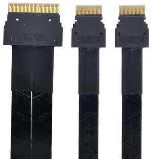 50cm PCIe 4.0 Slimline SAS Fanout Cable, SFF-8654 8i 74Pin Host to Dual SFF-8654 4i 38Pin Target Ultraport Server Storage Cable 50cm PCIe 4.0 Slimline SAS Fanout Cable, SFF-8654 8i 74Pin Host to Dual SFF-8654 4i 38Pin Target Ultraport Server Storage Cable