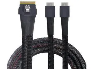50cm PCIe 4.0 Slimline SAS Fanout Cable, SFF-8654 8i 74Pin Ultraport Slim SAS Host to Dual SFF-8611 OCuLink Storage Interconnect Cable for High Density OCP Server NVMe Expansion 50cm PCIe 4.0 Slimline SAS Fanout Cable, SFF-8654 8i 74Pin Ultraport Slim SAS Host to Dual SFF-8611 OCuLink Storage Interconnect Cable for High Density OCP Server NVMe Expansion