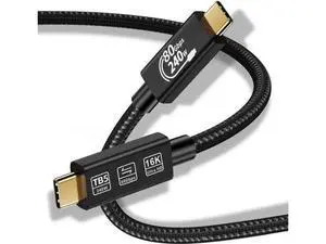 6.6FT Thunderbolt 5 USB4 Cable 80Gbps 240W PD Charging Support 16K Video for MacBook Laptops Monitors Docks SSD 6.6FT Thunderbolt 5 USB4 Cable 80Gbps 240W PD Charging Support 16K Video for MacBook Laptops Monitors Docks SSD