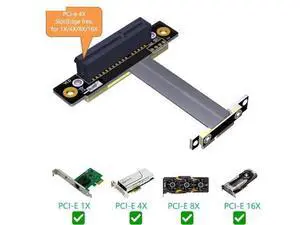 PCIe 1X to 4X Flexible Riser Extension Cable, PCI Express X1 to X4 GPU Adapter Card for Graphics Card Space Layout Optimization PCIe 1X to 4X Flexible Riser Extension Cable, PCI Express X1 to X4 GPU Adapter Card for Graphics Card Space Layout Optimization