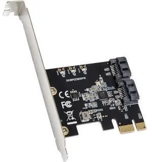 2 Port PCIe 3.0 X1 SATA 3.0 Non-RAID Controller Card, Jmicro Chipset Model SI-PEX40148 Storage Expansion Adapter 2 Port PCIe 3.0 X1 SATA 3.0 Non-RAID Controller Card, Jmicro Chipset Model SI-PEX40148 Storage Expansion Adapter