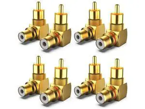 8 Pack 90 Degree Right Angle RCA Male to Female Elbow Adapters, 4 Red + 4 Black RCA Audio Connector Plugs 8 Pack 90 Degree Right Angle RCA Male to Female Elbow Adapters, 4 Red + 4 Black RCA Audio Connector Plugs