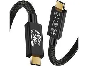 6.6FT Thunderbolt 5 USB4 Cable 80Gbps 240W PD Support 16K@60Hz USB-C to USB-C Cord 6.6FT Thunderbolt 5 USB4 Cable 80Gbps 240W PD Support 16K@60Hz USB-C to USB-C Cord