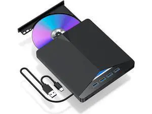 7 in 1 External CD DVD Drive USB3.0 Type-C DVD +/-RW Burner with 4 USB Ports SD TF Card Reader Compatible with Mac OS MacBook Laptop PC 7 in 1 External CD DVD Drive USB3.0 Type-C DVD +/-RW Burner with 4 USB Ports SD TF Card Reader Compatible with Mac OS MacBook Laptop PC