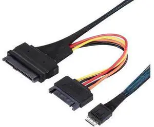 CAB861139 50cm Oculink SFF-8611 4i 38Pin to SFF-8639 U.2/U.3 NVMe SSD Cable, PCIe 4.0 Mini SAS Adapter Cable with 15-Pin SATA Power for Server Mainboard NVMe Storage Drives CAB861139 50cm Oculink SFF-8611 4i 38Pin to SFF-8639 U.2/U.3 NVMe SSD Cable, PCIe 4.0 Mini SAS Adapter Cable with 15-Pin SATA Power for Server Mainboard NVMe Storage Drives