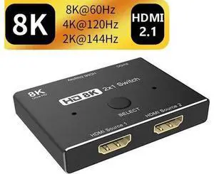 HDMI 2.1 Directional Switch 2 in 1 Out, 48Gbps High Speed 8K@60Hz 4K@120Hz HDMI Selector Converter Adapter for Game Consoles Monitors TVs HDMI 2.1 Directional Switch 2 in 1 Out, 48Gbps High Speed 8K@60Hz 4K@120Hz HDMI Selector Converter Adapter for Game Consoles Monitors TVs