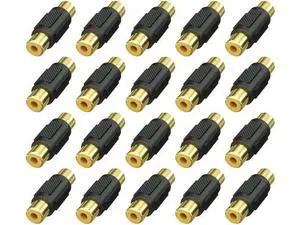 20 Pack Gold Plated RCA Female to Female Audio Video Coupler 20 Pack Gold Plated RCA Female to Female Audio Video Coupler