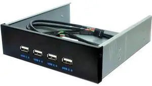 5.25 Inch Front Panel 4-Port USB 2.0 Hub for Desktop PC, 9/10 Pin Motherboard Header to 4 USB-A Adapter with 2FT Cable, Molex 4-Pin Power Supply 5.25 Inch Front Panel 4-Port USB 2.0 Hub for Desktop PC, 9/10 Pin Motherboard Header to 4 USB-A Adapter with 2FT Cable, Molex 4-Pin Power Supply