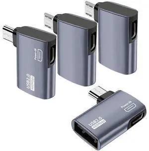 4 Pack 90 Degree Powered Micro USB OTG Adapter, Left & Right Angle Micro USB Male to USB A Female with Extra Micro USB Power Port for Fire TV Stick 4K, Micro USB Android Phones & Tablets, Grey 4 Pack 90 Degree Powered Micro USB OTG Adapter, Left & Right Angle Micro USB Male to USB A Female with Extra Micro USB Power Port for Fire TV Stick 4K, Micro USB Android Phones & Tablets, Grey