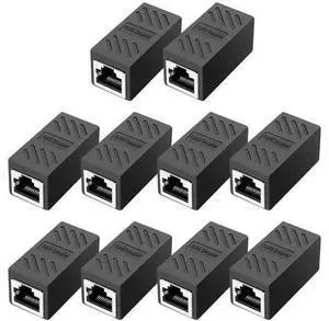 10 Pack Black Shielded RJ45 In-Line Coupler, Female to Female Ethernet Cable Extender, Cat8/Cat7/Cat6/Cat5e/Cat5 Universal LAN Connector Adapter 10 Pack Black Shielded RJ45 In-Line Coupler, Female to Female Ethernet Cable Extender, Cat8/Cat7/Cat6/Cat5e/Cat5 Universal LAN Connector Adapter