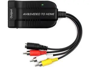 AV CVBS & S-Video Female to HDMI Converter Adapter with Micro USB Power Cable, Analog to Digital Signal Transmitter for DVD HDTV AV CVBS & S-Video Female to HDMI Converter Adapter with Micro USB Power Cable, Analog to Digital Signal Transmitter for DVD HDTV