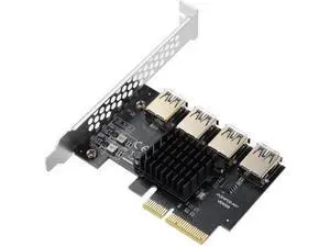 PCIe 4x to 4 PCIe Slots Riser Multiplier Card, USB3.0 Expansion Adapter for Crypto Bitcoin Mining Rig PCIe 4x to 4 PCIe Slots Riser Multiplier Card, USB3.0 Expansion Adapter for Crypto Bitcoin Mining Rig