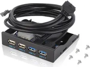 3.5 Inch PC Case Front Panel 4-Port USB Hub, 2 USB3.0 + 2 USB2.0 with 2FT Internal Cable for Motherboard USB Header Connection 3.5 Inch PC Case Front Panel 4-Port USB Hub, 2 USB3.0 + 2 USB2.0 with 2FT Internal Cable for Motherboard USB Header Connection