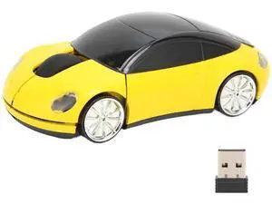 2.4GHz Wireless 3D Sport Car Shape Optical Gaming Mouse with USB Receiver, Cute Car Design Wireless Mice for PC Laptop Desktop, Yellow 2.4GHz Wireless 3D Sport Car Shape Optical Gaming Mouse with USB Receiver, Cute Car Design Wireless Mice for PC Laptop Desktop, Yellow