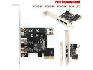 PCI-E 1X to 16X 1394 Firewire Video Capture Card, 3-Port DV Capture Card with 6Pin to 4Pin Cable, Driver-Free for Desktop PC PCI-E 1X to 16X 1394 Firewire Video Capture Card, 3-Port DV Capture Card with 6Pin to 4Pin Cable, Driver-Free for Desktop PC