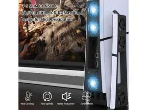 Silent Enhanced Cooling Fan for PS5 Slim Console, 3-Level Adjustable Speed, Efficient Cooling System with USB 3.0 Port, Compatible with Digital/Disc Editions Silent Enhanced Cooling Fan for PS5 Slim Console, 3-Level Adjustable Speed, Efficient Cooling System with USB 3.0 Port, Compatible with Digital/Disc Editions