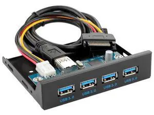 4-Port USB 3.0 Front Panel Hub, 3.5" Floppy Bay Mount, 20Pin to Motherboard Adapter with SATA Power Cable 4-Port USB 3.0 Front Panel Hub, 3.5" Floppy Bay Mount, 20Pin to Motherboard Adapter with SATA Power Cable