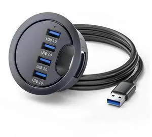 60mm Desk Grommet Flush Mount 4-Port USB 3.0 Dock Splitter, 5Gbps High Speed Interface Expansion Station for Office Desktop PC 60mm Desk Grommet Flush Mount 4-Port USB 3.0 Dock Splitter, 5Gbps High Speed Interface Expansion Station for Office Desktop PC