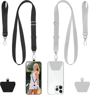 Phone Lanyard, 2 Pack Crossbody Anti-Drop Neck and Wrist Strap with 2 Pcs Tether Patches, Secure Hands-Free Compatible for iPhone Samsung Perfect for Nurses, Teachers, Travel, Hiking Black+Gray Phone Lanyard, 2 Pack Crossbody Anti-Drop Neck and Wrist Strap with 2 Pcs Tether Patches, Secure Hands-Free Compatible for iPhone Samsung Perfect for Nurses, Teachers, Travel, Hiking Black+Gray