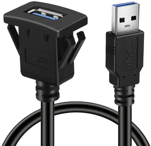 Square Single Port USB 3.0 Panel Flush Mount Extension Cable with Buckle for Car Truck Boat Motorcycle Dashboard 1ft Square Single Port USB 3.0 Panel Flush Mount Extension Cable with Buckle for Car Truck Boat Motorcycle Dashboard 1ft