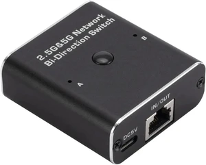 2.5G/5G Gigabit Network AB Switch, 2-Port RJ45 Ethernet Selector, Manual Pushbutton, 10/100/1000Mbps, Aluminum Alloy, for Cat5/5e/6/7/8 Cable 2.5G/5G Gigabit Network AB Switch, 2-Port RJ45 Ethernet Selector, Manual Pushbutton, 10/100/1000Mbps, Aluminum Alloy, for Cat5/5e/6/7/8 Cable