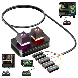 2M Desktop Computer Power Switch with ON Off Reset Power Supply Control Adapter Cable with RGB Light for Computers Motherboard 2M Desktop Computer Power Switch with ON Off Reset Power Supply Control Adapter Cable with RGB Light for Computers Motherboard
