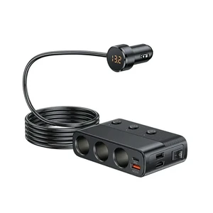 Car Adapter 127W With PD QC3.0 USB & Type-C Ports Splitter LED Display - Model C28 Car Adapter 127W With PD QC3.0 USB & Type-C Ports Splitter LED Display - Model C28