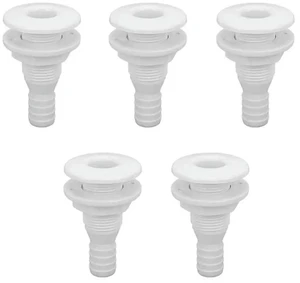 5X Boat Water Drain Scupper ABS 3/4In White Through Hull Connector Hose Coupling Drain Outlet Replacement Hardware 5X Boat Water Drain Scupper ABS 3/4In White Through Hull Connector Hose Coupling Drain Outlet Replacement Hardware