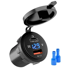 2X 18W Quick Charge 3.0 USB Car 48W Type-C PD Fast Charge Socket Outlet Adapter For Car, Boat, RV, Motorcycle 2X 18W Quick Charge 3.0 USB Car 48W Type-C PD Fast Charge Socket Outlet Adapter For Car, Boat, RV, Motorcycle