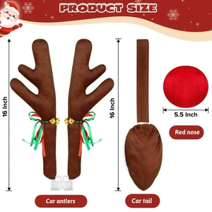 For Car Reindeer Antler Kit 2 Set Nose And Tail, For Car Window Christmas Decorations Auto Decoration For Car Reindeer Antler Kit 2 Set Nose And Tail, For Car Window Christmas Decorations Auto Decoration