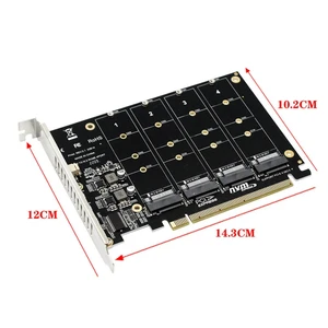 4 Port M.2 NVME SSD To PCIE X16 Hard Drive Converter 4X32Gbps Reader Expansion Card Support 2230/2242/2260/2280 LED Indicator 4 Port M.2 NVME SSD To PCIE X16 Hard Drive Converter 4X32Gbps Reader Expansion Card Support 2230/2242/2260/2280 LED Indicator