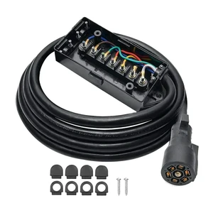 8 Foot 7 Pin Trailer Plug Wiring Harness 7 Way RV Trailer Cord Wire With 7 Gang Waterproof Junction Box Junction Box Kit
