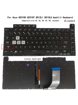 G531 US English Backlit Keyboard For Rog Strix G531G G531GT G531GD G531GV G531GU G531GW Crystal Keycaps Backlight Keyboards G531 US English Backlit Keyboard For Rog Strix G531G G531GT G531GD G531GV G531GU G531GW Crystal Keycaps Backlight Keyboards