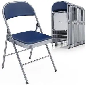 20 Pack Folding Chairs with Padded Seats, Metal Frame with Pu Leather Seat & Back, Capacity 350 lbs, Blue 20 Pack Folding Chairs with Padded Seats, Metal Frame with Pu Leather Seat & Back, Capacity 350 lbs, Blue