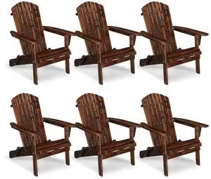 Folding Adirondack Chair Set of 6, Wood Adirondack Chairs for Outdoor, Foldable Fire Pit Chairs for Patio, BBQ, Porch, Yard, Pool, Carbonized Folding Adirondack Chair Set of 6, Wood Adirondack Chairs for Outdoor, Foldable Fire Pit Chairs for Patio, BBQ, Porch, Yard, Pool, Carbonized