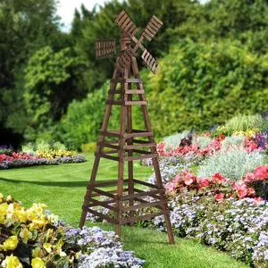 Outdoor Yard Windmill, Wooden Wind Spinner for Garden Lawn Yard Patio Decoration (Carbonized Wood, Large) Outdoor Yard Windmill, Wooden Wind Spinner for Garden Lawn Yard Patio Decoration (Carbonized Wood, Large)
