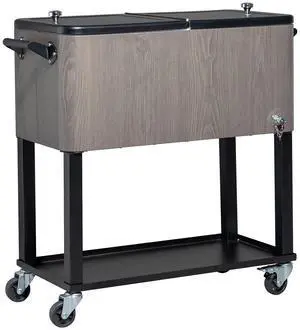 80 Quart Rolling Ice Chest on Wheels, Patio Cooler Cart, Beverage Rolling Cooler for Outdoor Patio Deck Party 80 Quart Rolling Ice Chest on Wheels, Patio Cooler Cart, Beverage Rolling Cooler for Outdoor Patio Deck Party