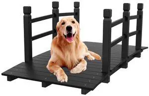 Garden Bridge, Classic Wooden Bridge with Safety Rails, Decorative Arched Footbridge (Black, 5 ft) Garden Bridge, Classic Wooden Bridge with Safety Rails, Decorative Arched Footbridge (Black, 5 ft)