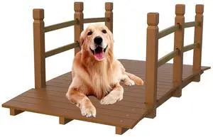 Garden Bridge, Classic Wooden Bridge with Safety Rails, Decorative Arhced Footbridge for Patio Pond, Creek, Pathway(Brown, 5 ft) Garden Bridge, Classic Wooden Bridge with Safety Rails, Decorative Arhced Footbridge for Patio Pond, Creek, Pathway(Brown, 5 ft)