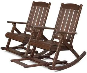Wooden Porch Rocking Chair, Heavy Duty Outdoor Rocking Chair with Retractable Foot Pedal, Solid Fir Wood Rocking Chair with Adjustable Backrest for Patio, Porch, Yard (2, Nut-Brown) Wooden Porch Rocking Chair, Heavy Duty Outdoor Rocking Chair with Retractable Foot Pedal, Solid Fir Wood Rocking Chair with Adjustable Backrest for Patio, Porch, Yard (2, Nut-Brown)